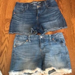 Blue jean cut off shorts